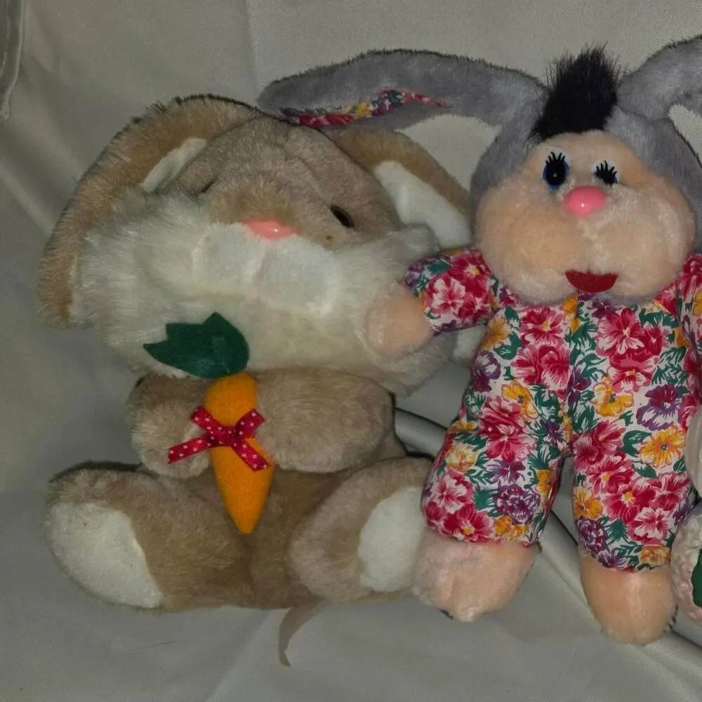 Vtg 90s Commonwealth Bunny Plush bundle Y2K nursery decor retro
